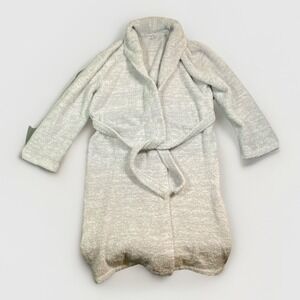 Barefoot Dreams Robe  Sz 3 Heathered Stone White Cozy Belted Plush Luxury Soft